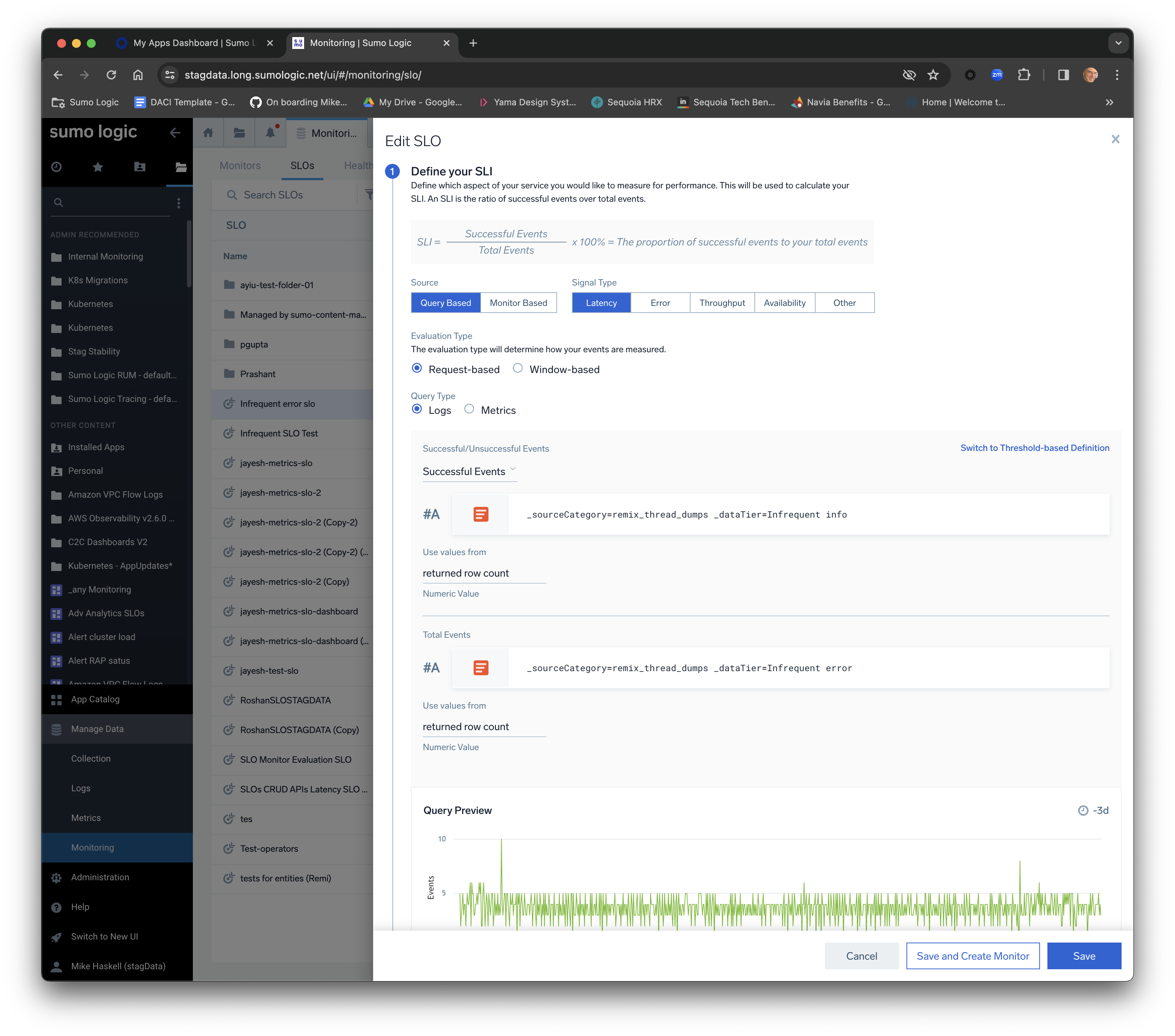 SLO configuration edit view